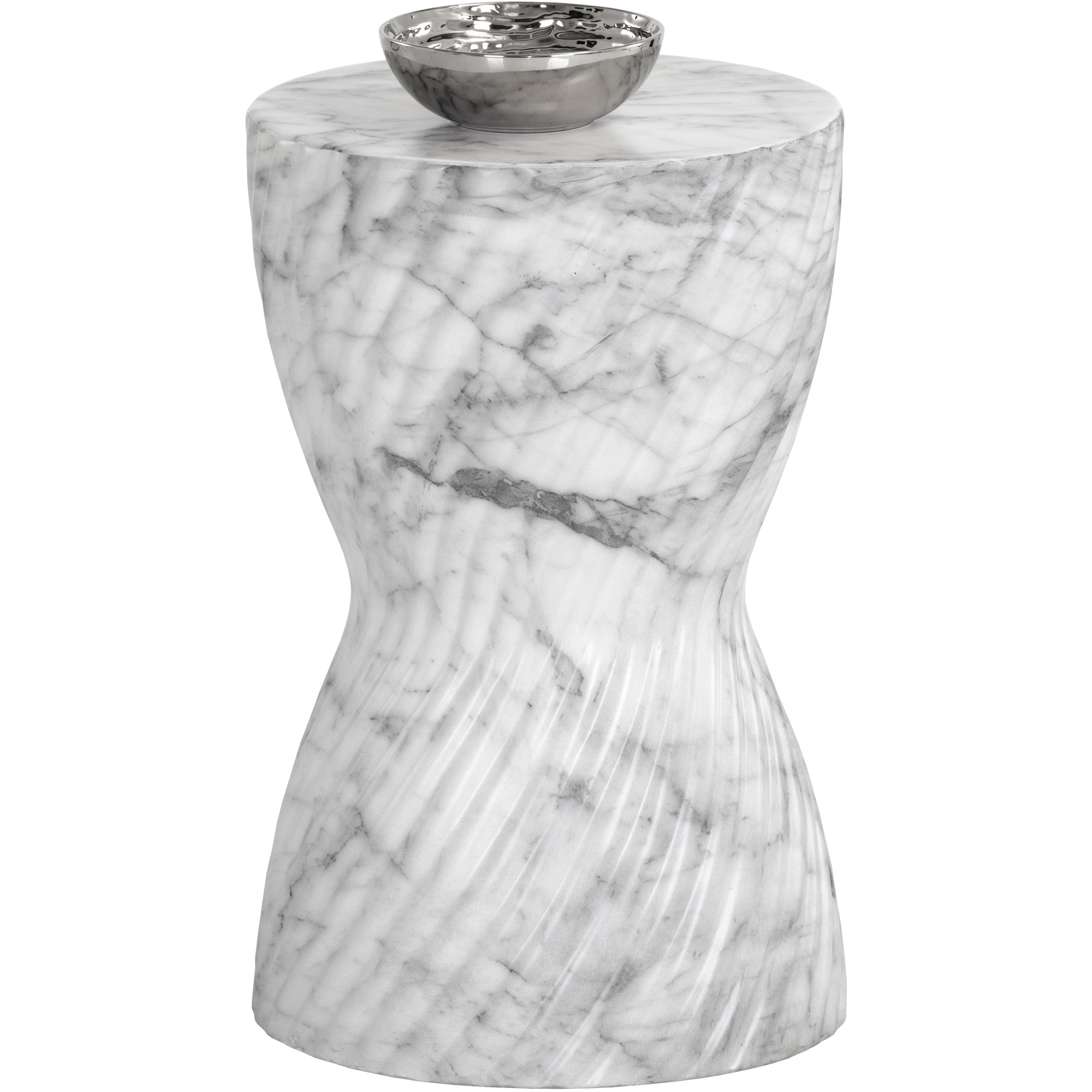 Cara 18.5 X 11.75 inch Marble Look / White Outdoor End Table